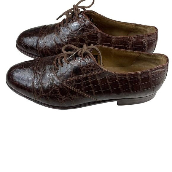 Celine Brown Vintage Oxford Shoes Python Stamped Size 7 - Picture 4 of 12